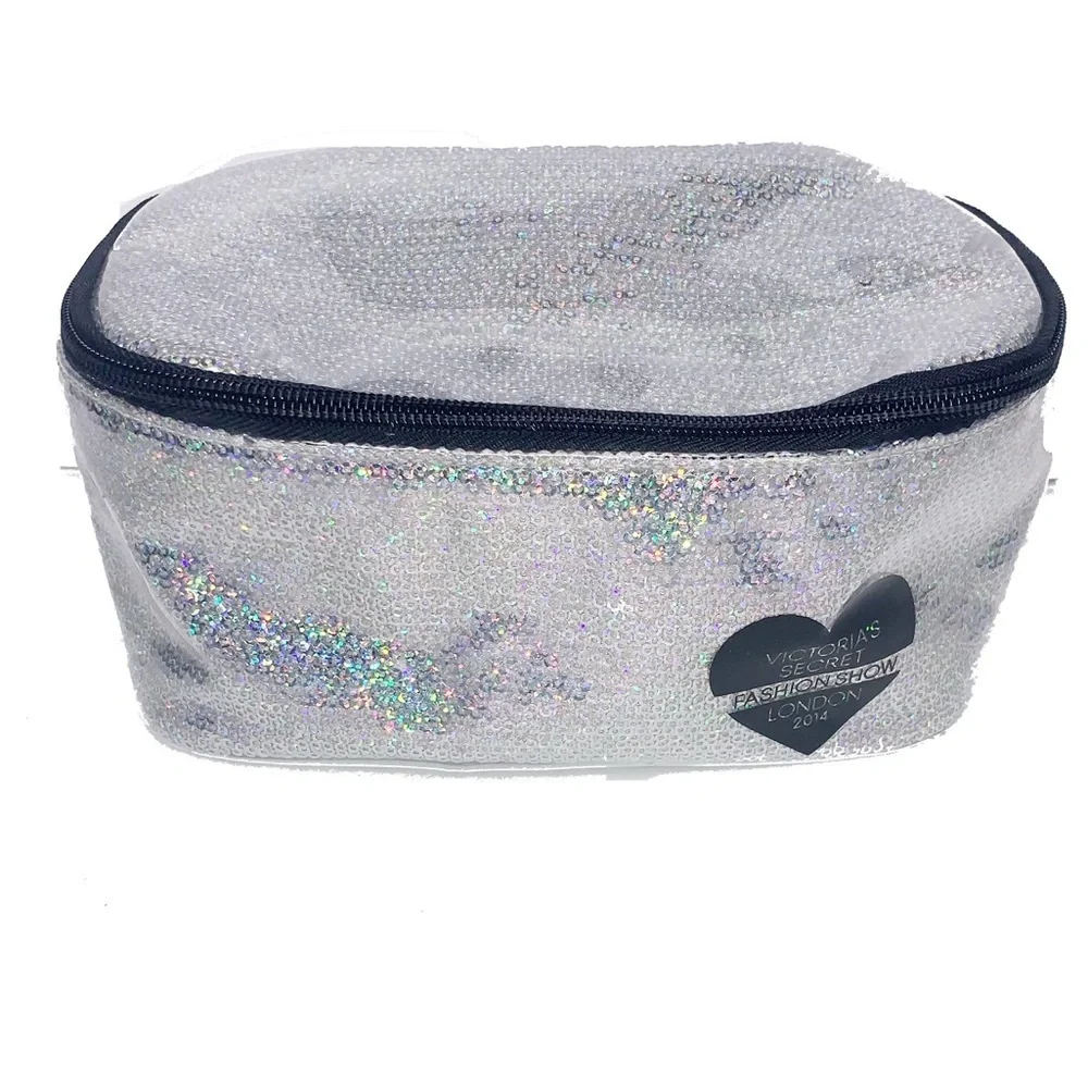 VICTORIA’S SECRET Silver Sequin/Glitter Makeup Bag